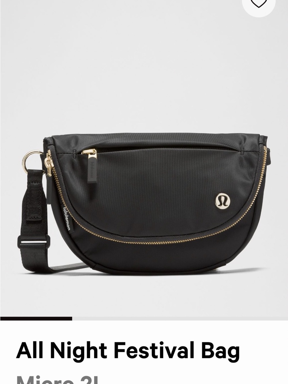 NEVER USED! lululemon athletica Black Crossbody Festival Bag with Gold Hardware